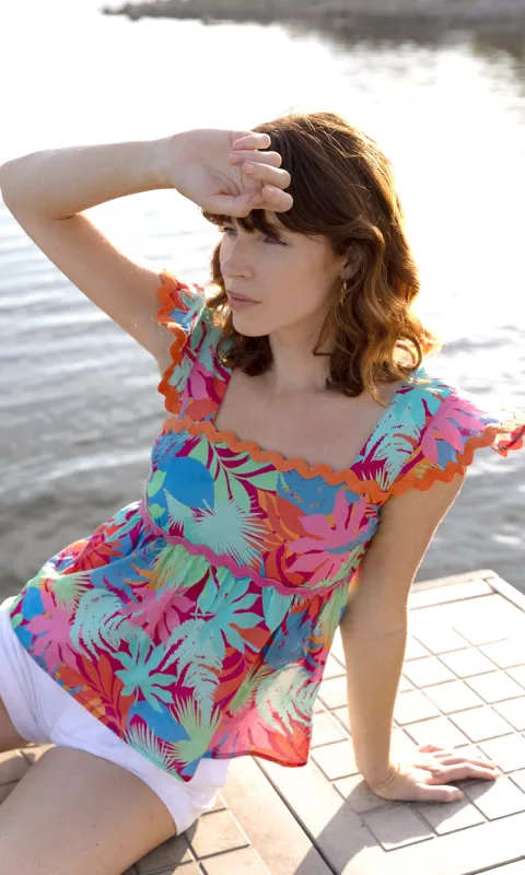 Skyler Ruffled Sleeve Top sold by Greylin