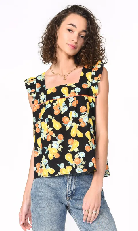 Gia Ecovero Fruit Tropics Square Neck Top made by Greylin
