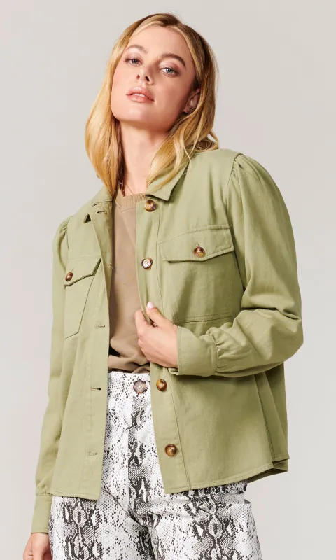 Alexia Cotton Twill Puff Sleeve Shirt Jacket sold by Greylin