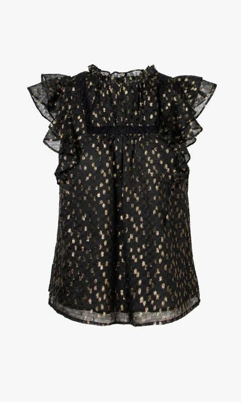 Sammie Lurex Dobby Chiffon Ruffled Blouse sold by Greylin