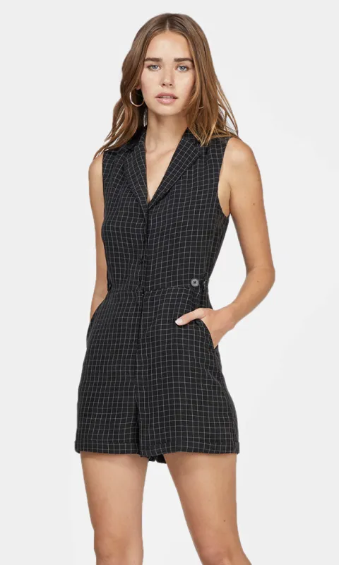 Ingrid Cupro Sleeveless Romper W/ Side Tabs sold by Greylin