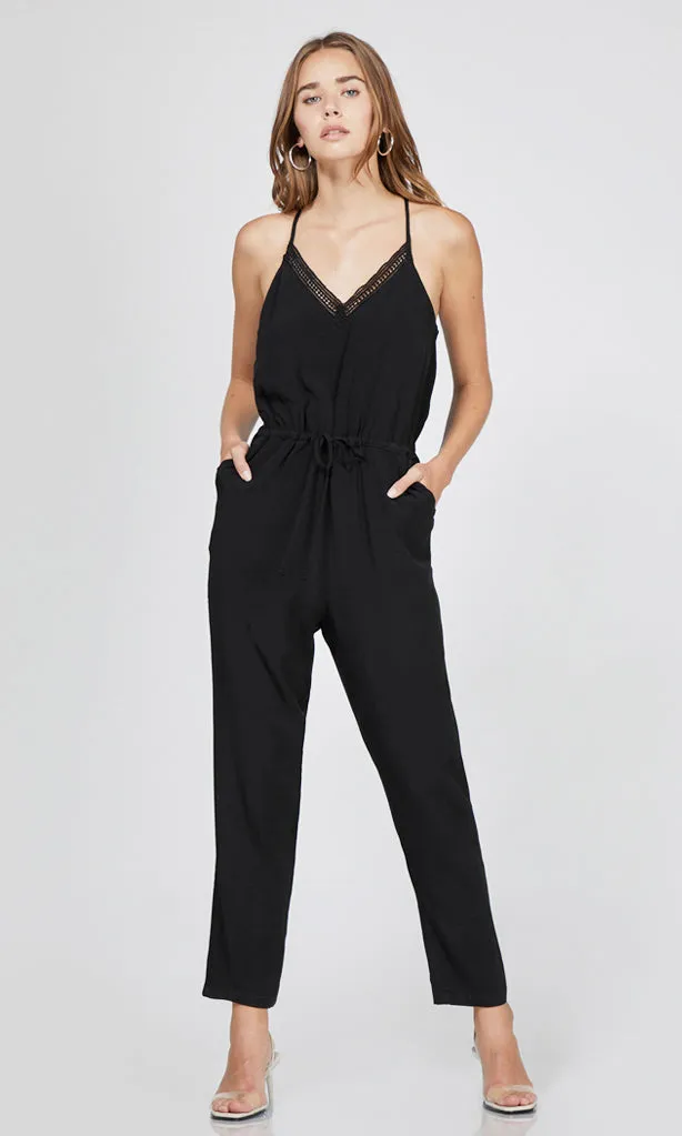 Tricia Lace Trim Jumpsuit sold by Greylin