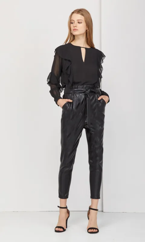 Spencer Vegan Leather Belted Pants sold by Greylin