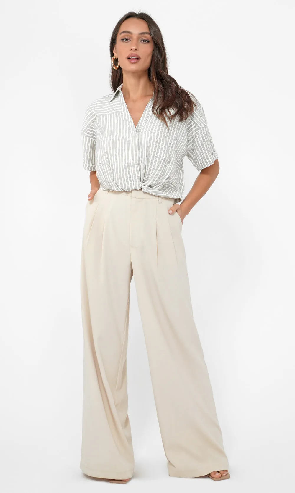 Maria Cropped Twist Front Stripe Shirt sold by Greylin product image thumbnail 4