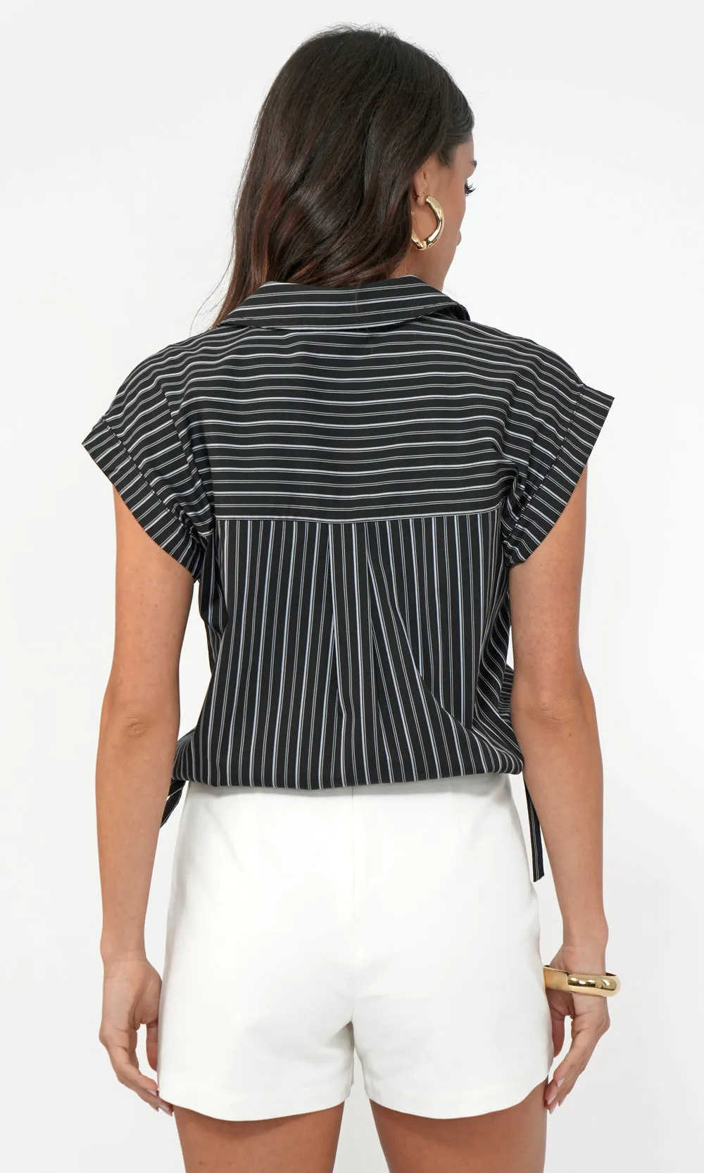 Mallory Cropped Button Down w/ Side Drawstring sold by Greylin product image thumbnail 4
