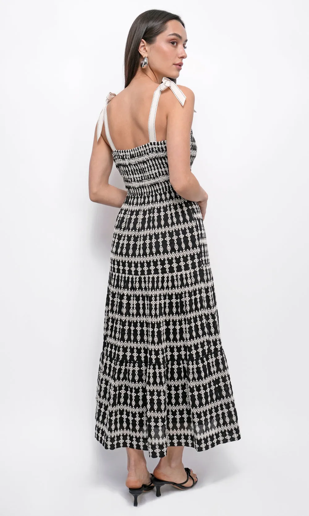 Jayla Embroidery Eyelet Smocked Midi Dress sold by Greylin product image thumbnail 4