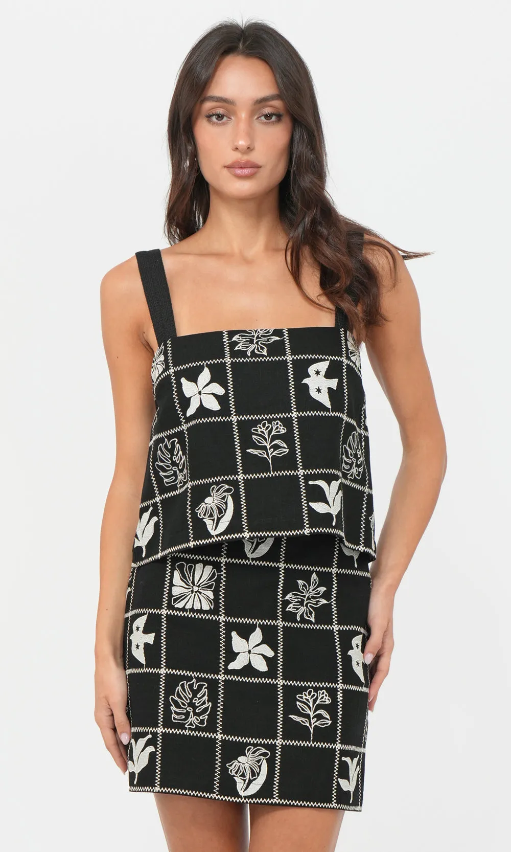 Freya Grid Embroidered Mini Skirt sold by Greylin product image thumbnail 3