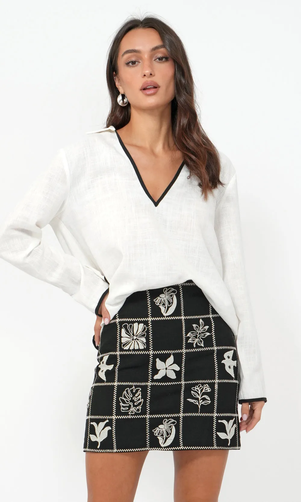 Freya Grid Embroidered Mini Skirt sold by Greylin product image thumbnail 2