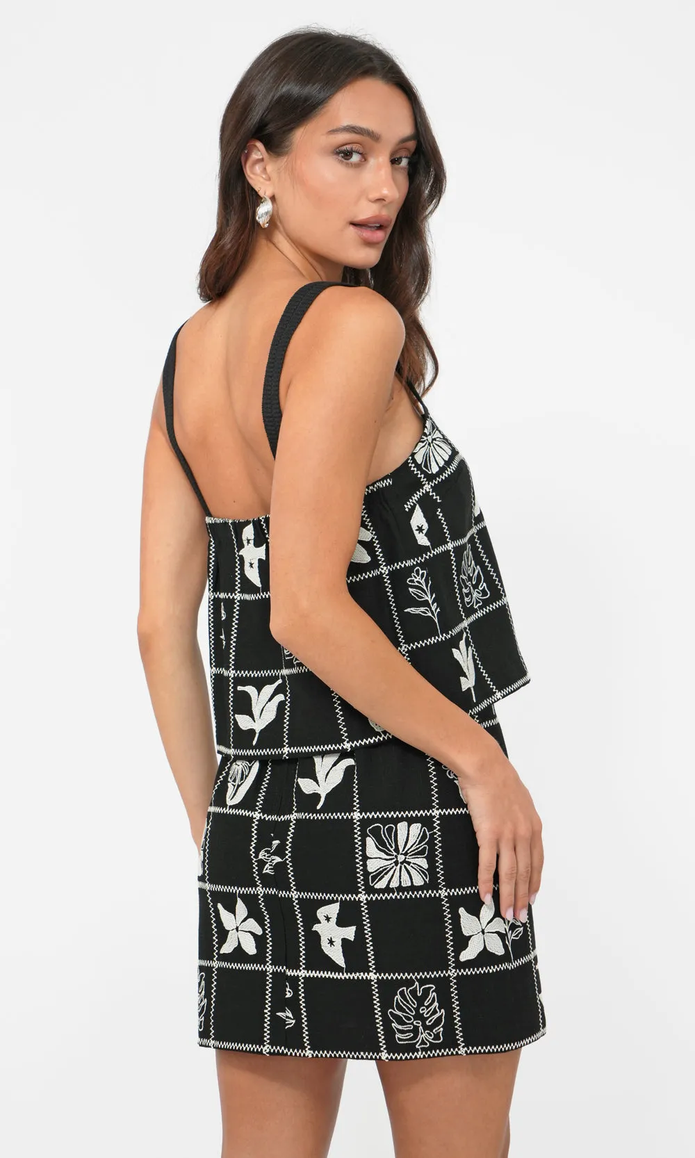 Freya Grid Embroidered Mini Skirt sold by Greylin product image thumbnail 5