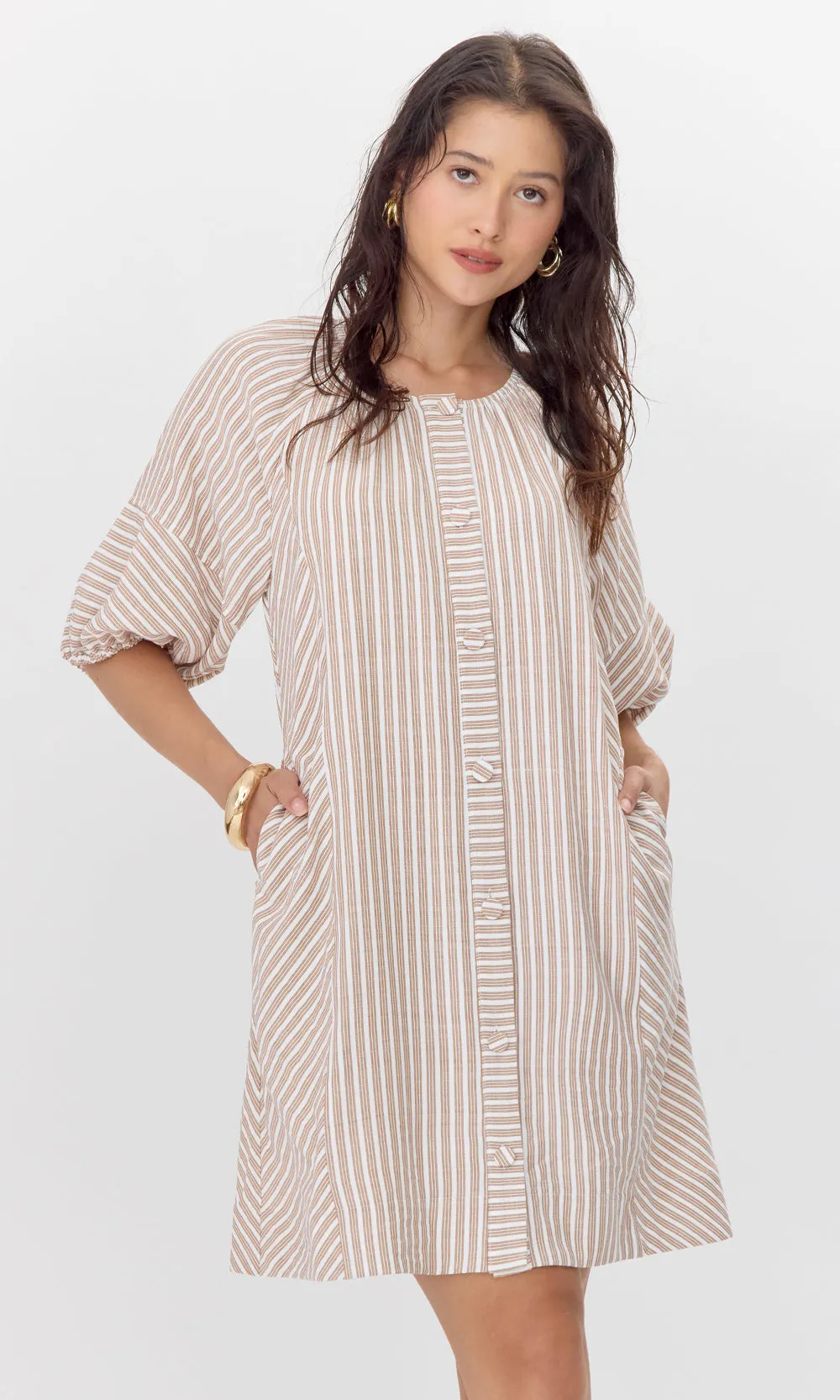 Kyra Stripe Button Front Mini Dress sold by Greylin product image thumbnail 2
