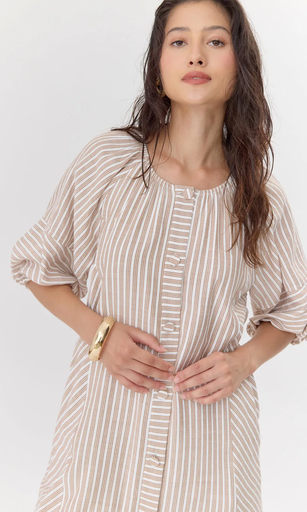 Kyra Stripe Button Front Mini Dress sold by Greylin product image thumbnail 4