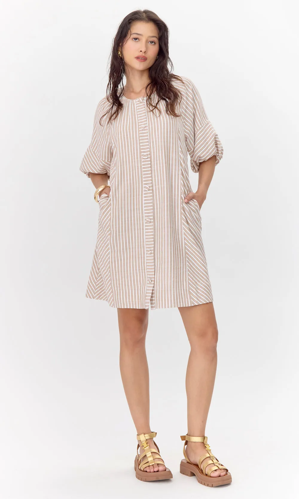 Kyra Stripe Button Front Mini Dress sold by Greylin product image thumbnail 5