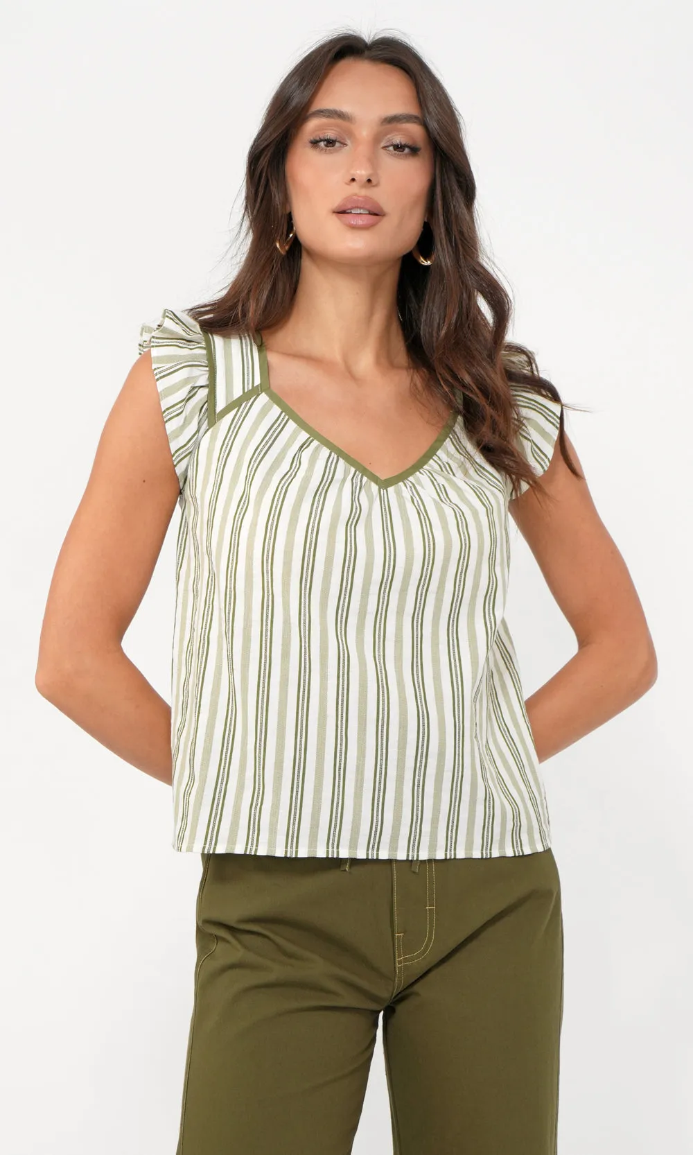 Olga Stripe Flutter Sleeve Top sold by Greylin product image thumbnail 2