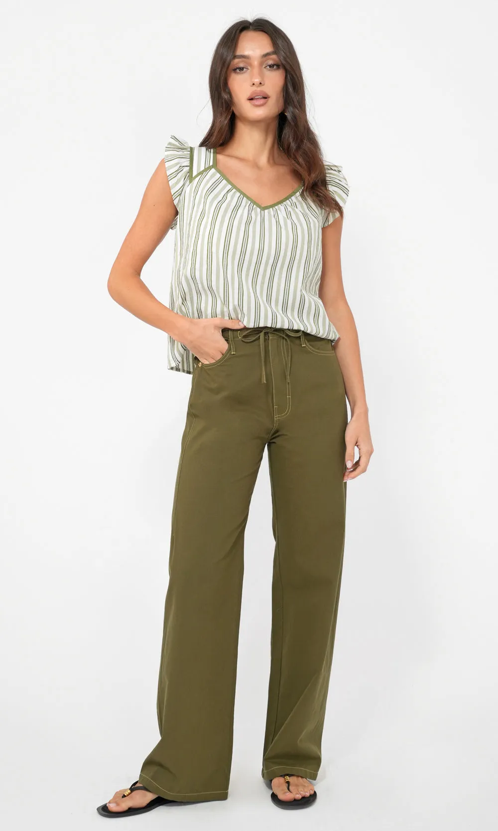 Olga Stripe Flutter Sleeve Top sold by Greylin product image thumbnail 5