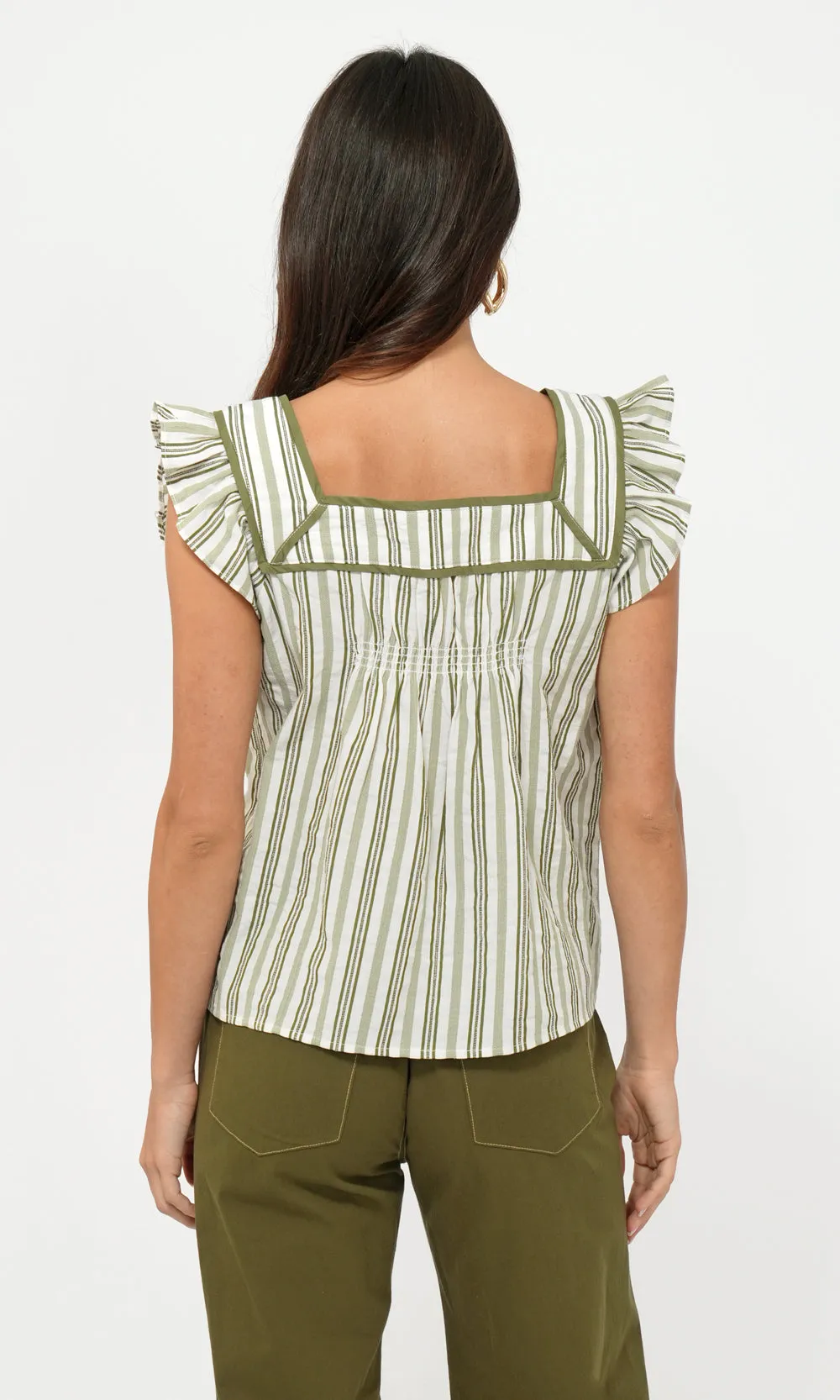 Olga Stripe Flutter Sleeve Top sold by Greylin product image thumbnail 4