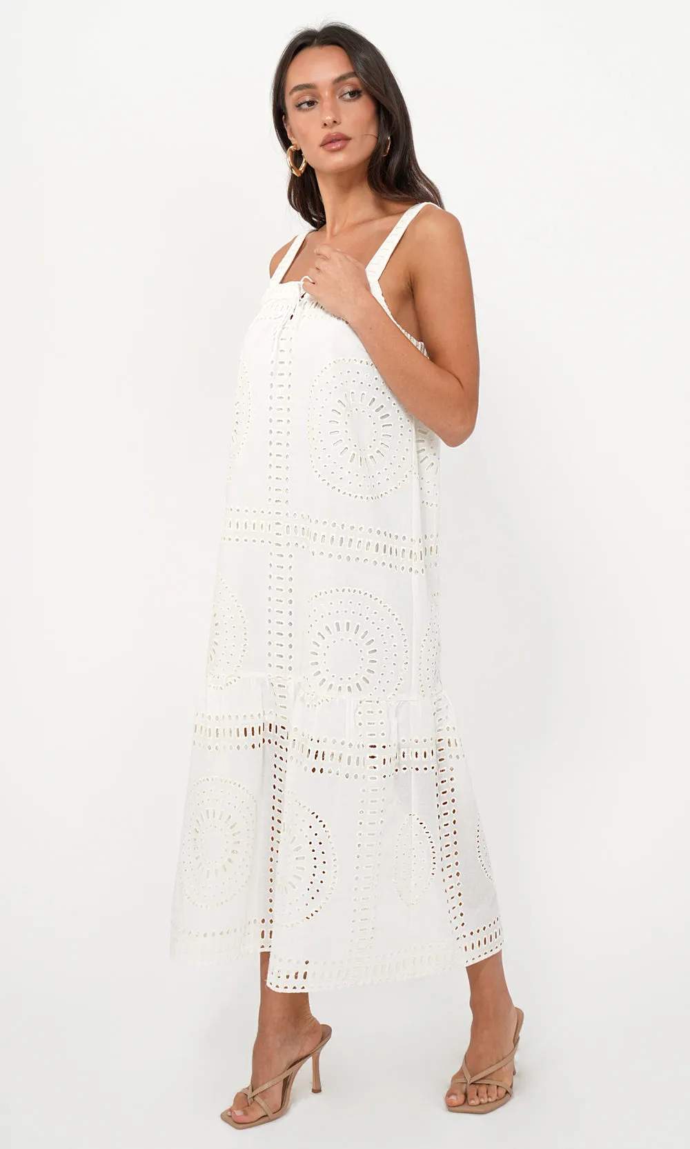 Hydie Eyelet Tie Front Midi Dress sold by Greylin product image thumbnail 3
