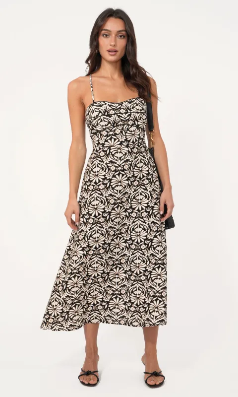 Cherinne Strappy Back Halter Midi Dress sold by Greylin