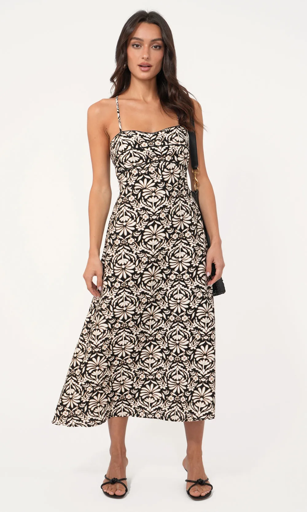 Cherinne Strappy Back Halter Midi Dress sold by Greylin