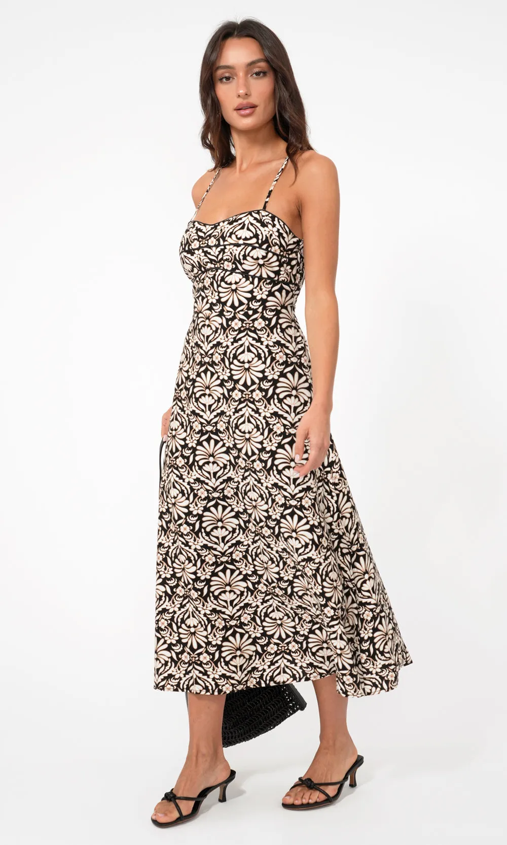 Cherinne Strappy Back Halter Midi Dress sold by Greylin product image thumbnail 3