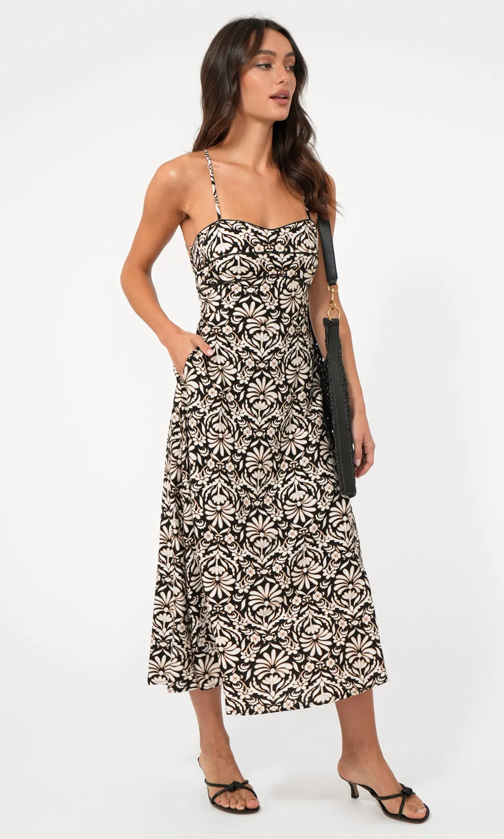 Cherinne Strappy Back Halter Midi Dress sold by Greylin product image thumbnail 4