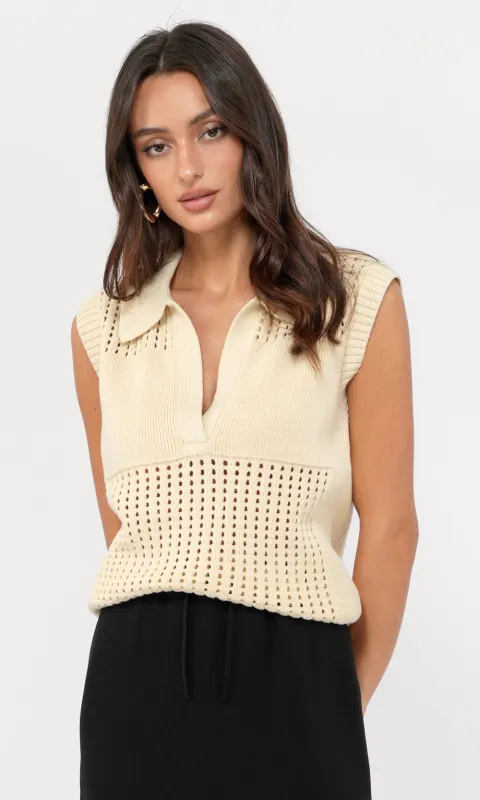 Gordon Open Knit Paneled Sweater Top sold by Greylin