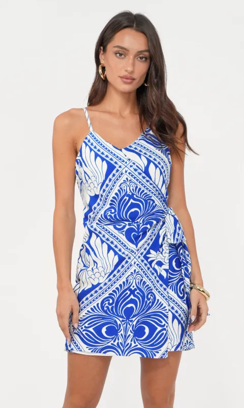 Bea Side Tie Wrap Mini Dress sold by Greylin