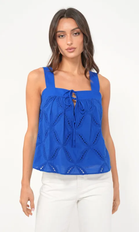 Trina Embroidered Double Tie Front Top sold by Greylin