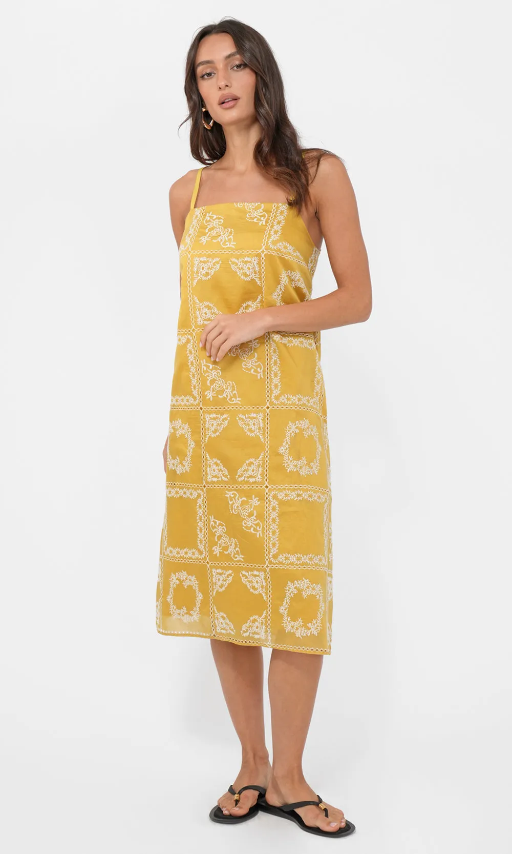 Cali Embroidered Slip Dress sold by Greylin