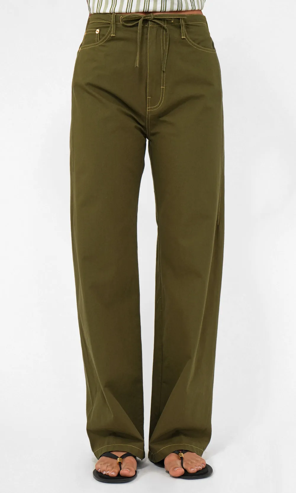 Oliver Wide Leg Drawstring Pull Up Pant sold by Greylin