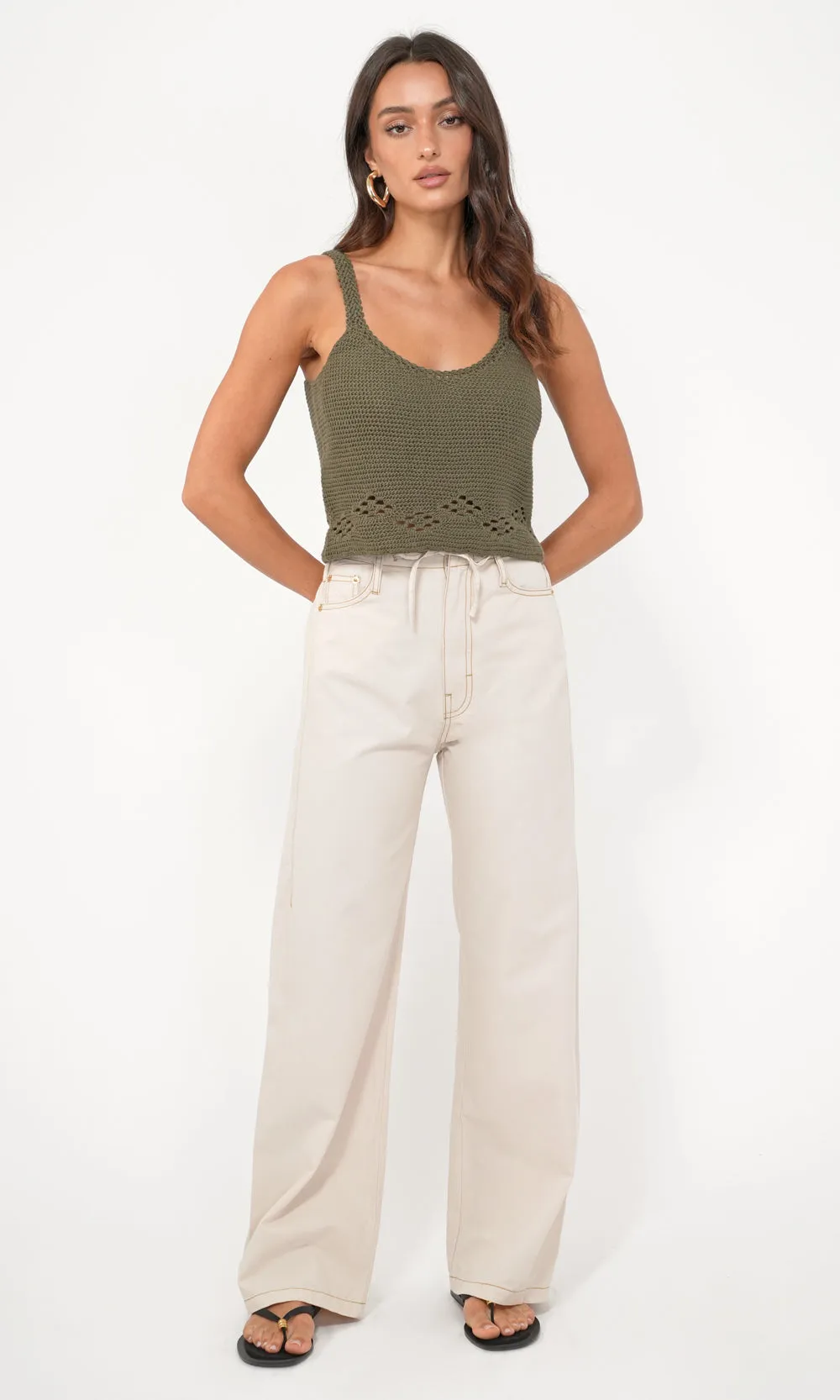Oliver Wide Leg Drawstring Pull Up Pant sold by Greylin product image thumbnail 3