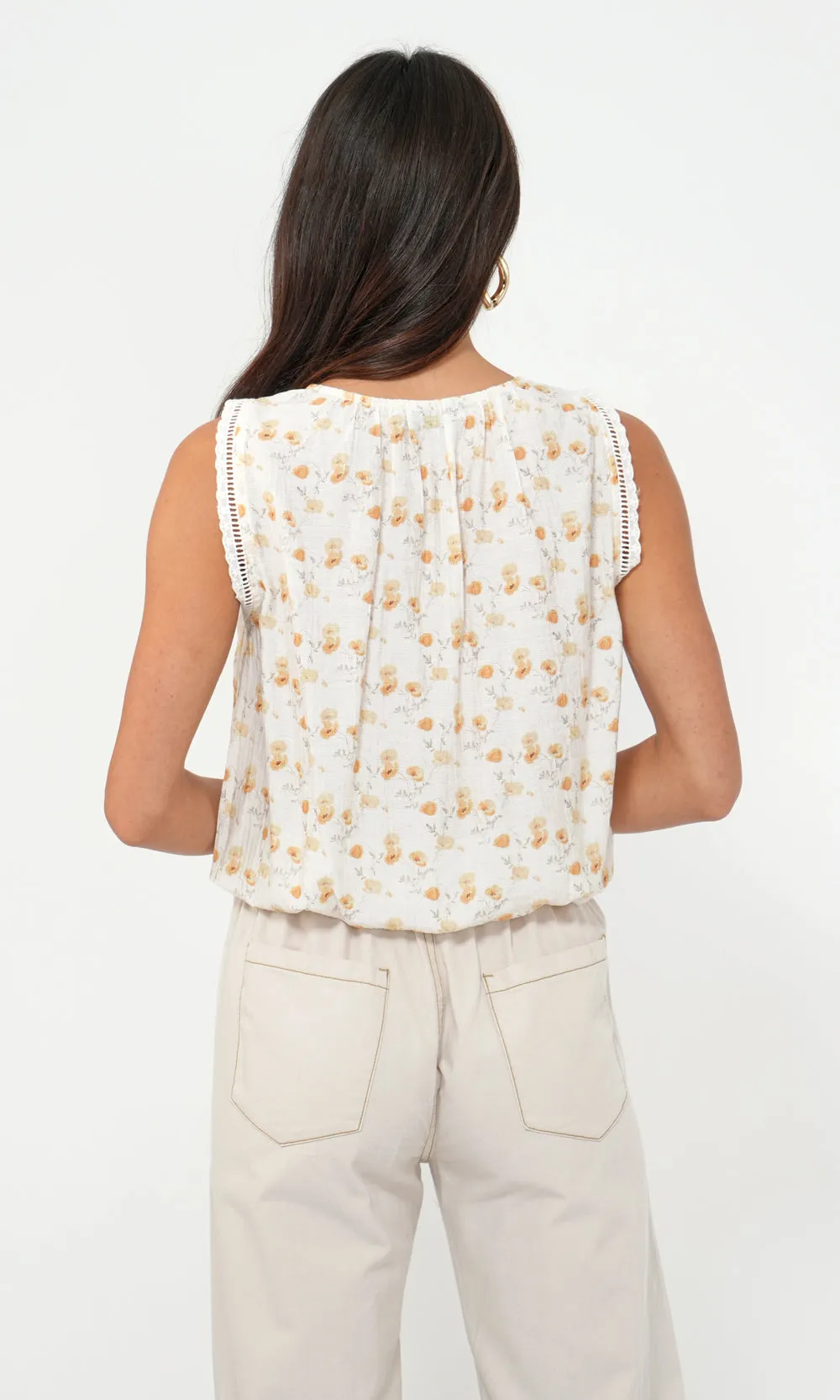 Edna Floral Eyelet Detail Bubble Hem Top sold by Greylin product image thumbnail 5