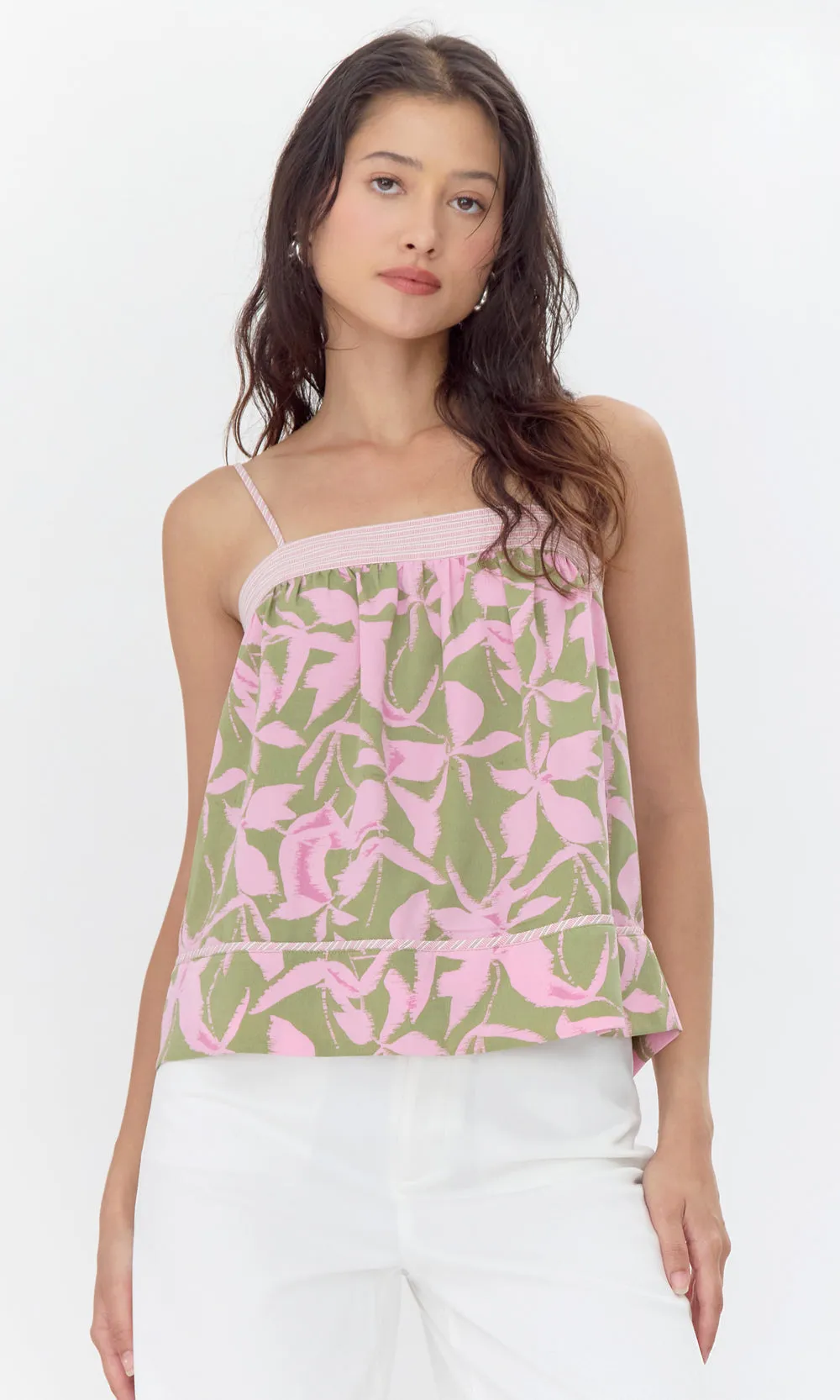 Naeli Print Sleeveless Top with Contrast Detail sold by Greylin