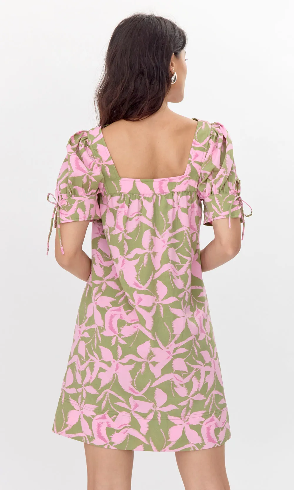 Vienna Print Square Neck Mini Dress with Tie Sleeve sold by Greylin product image thumbnail 4