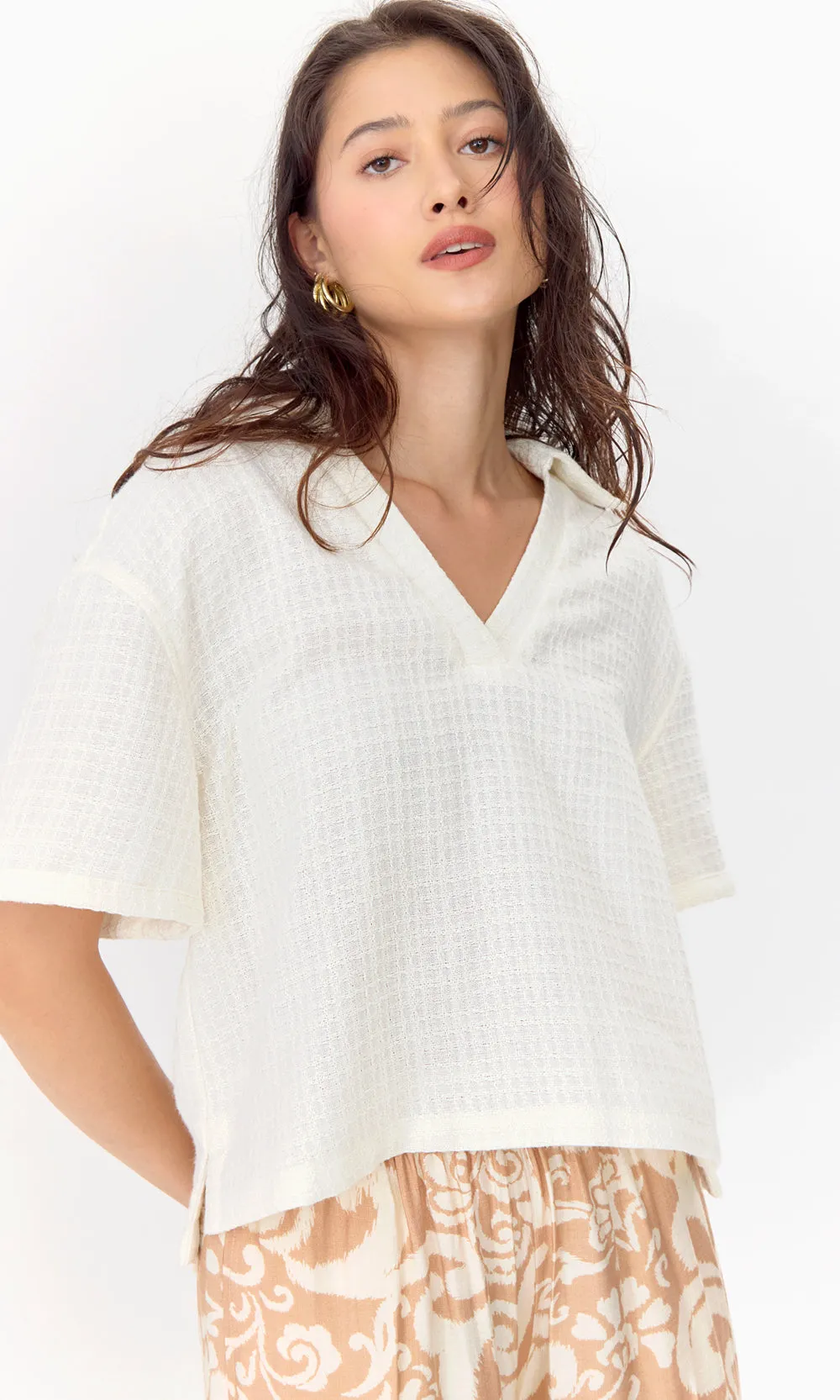 Chelly Textured Pullover Boxy Polo Shirt sold by Greylin product image thumbnail 4