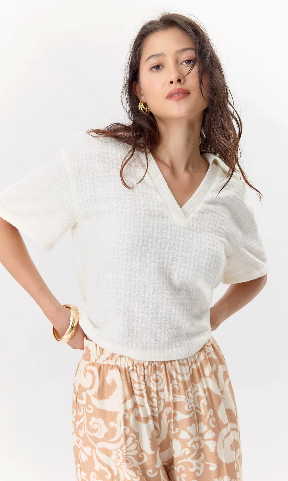 Chelly Textured Pullover Boxy Polo Shirt sold by Greylin product image thumbnail 5