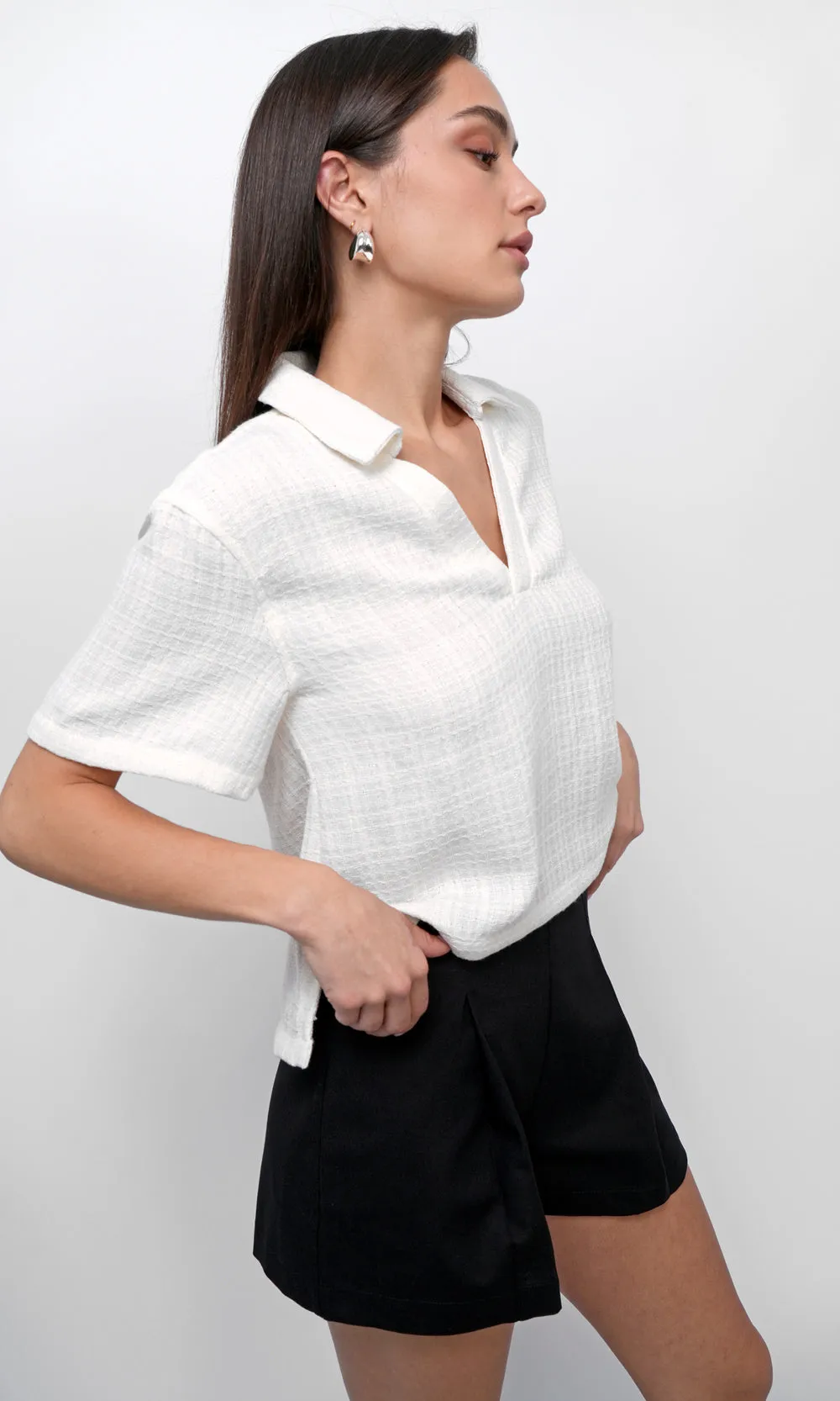 Chelly Textured Pullover Boxy Polo Shirt sold by Greylin product image thumbnail 2