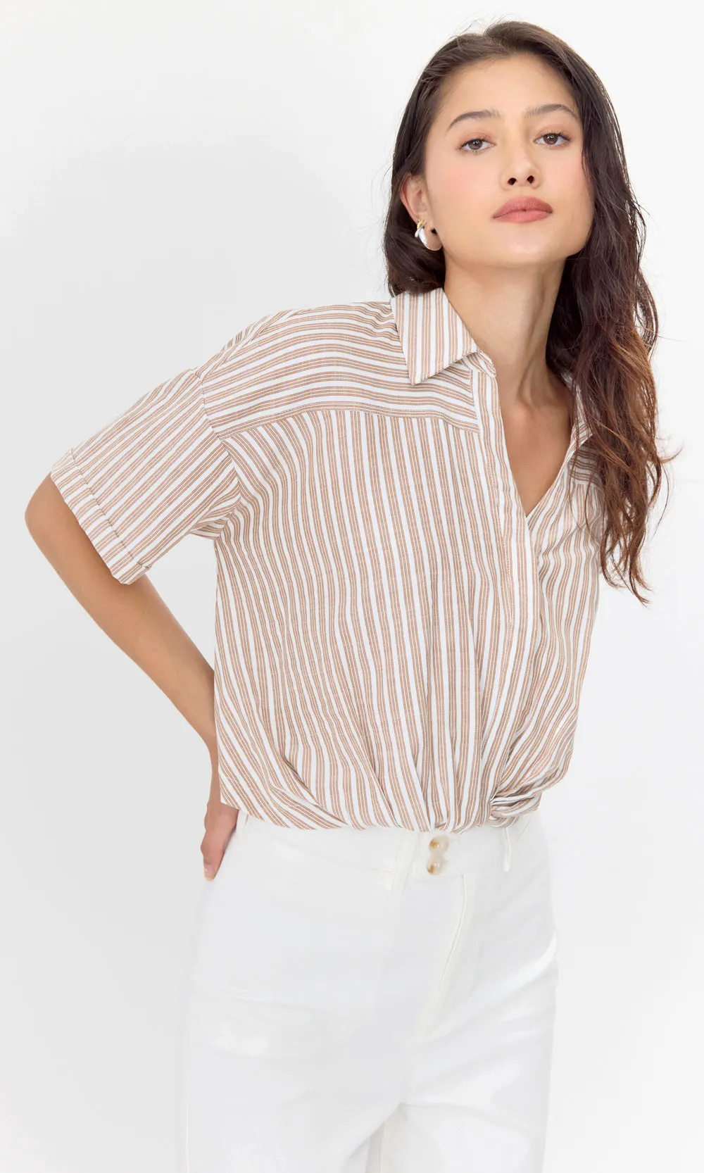 Maria Cropped Twist Front Stripe Shirt sold by Greylin product image thumbnail 3