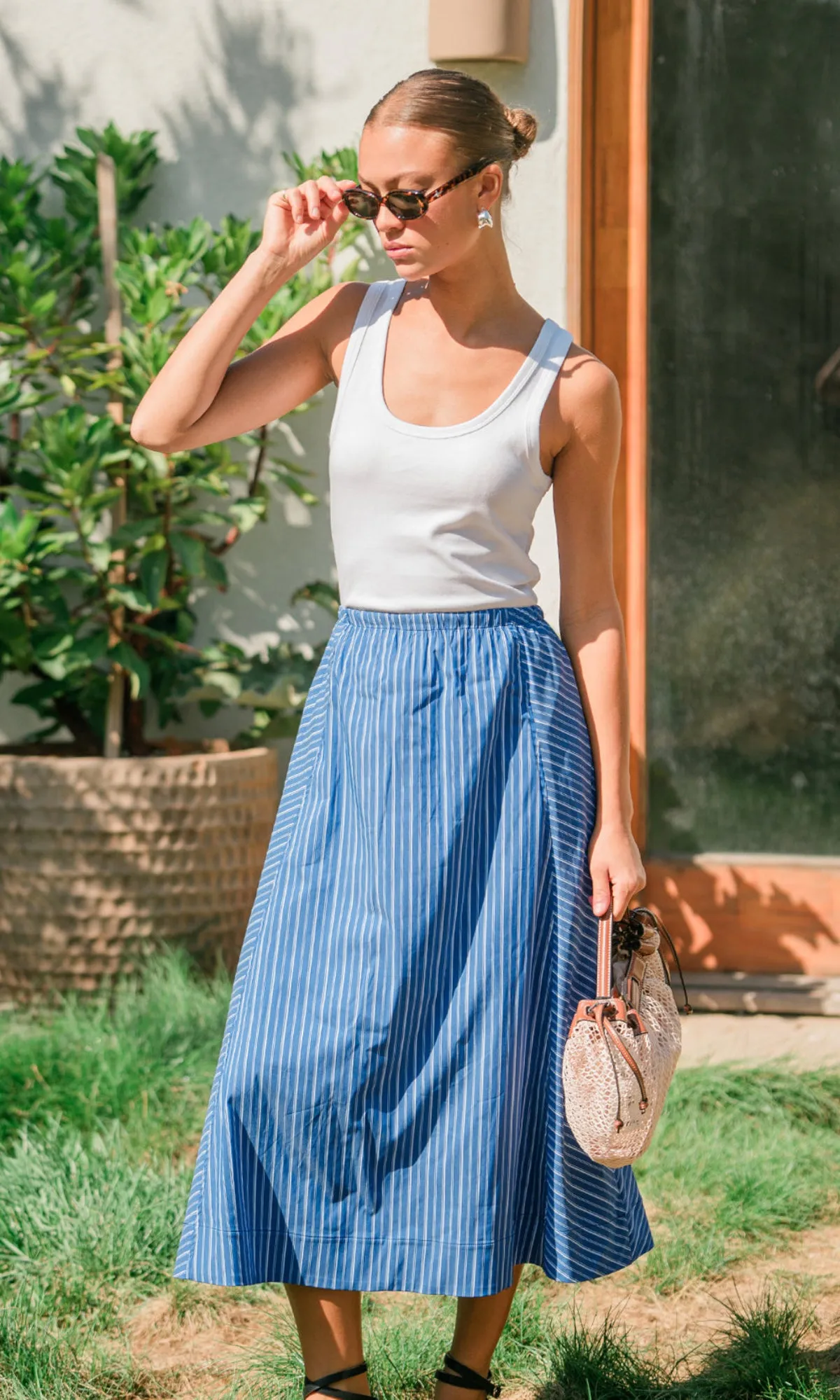 Kendall Play Stripe Midi A-Line Skirt sold by Greylin product image thumbnail 5