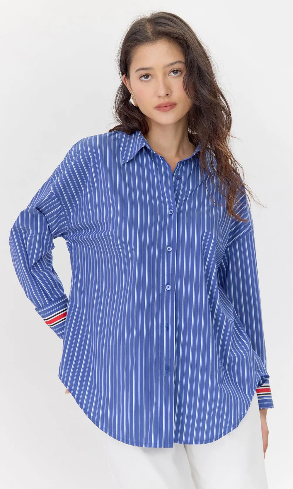 Hattie Poplin Oversized Stripe Shirt sold by Greylin product image thumbnail 5