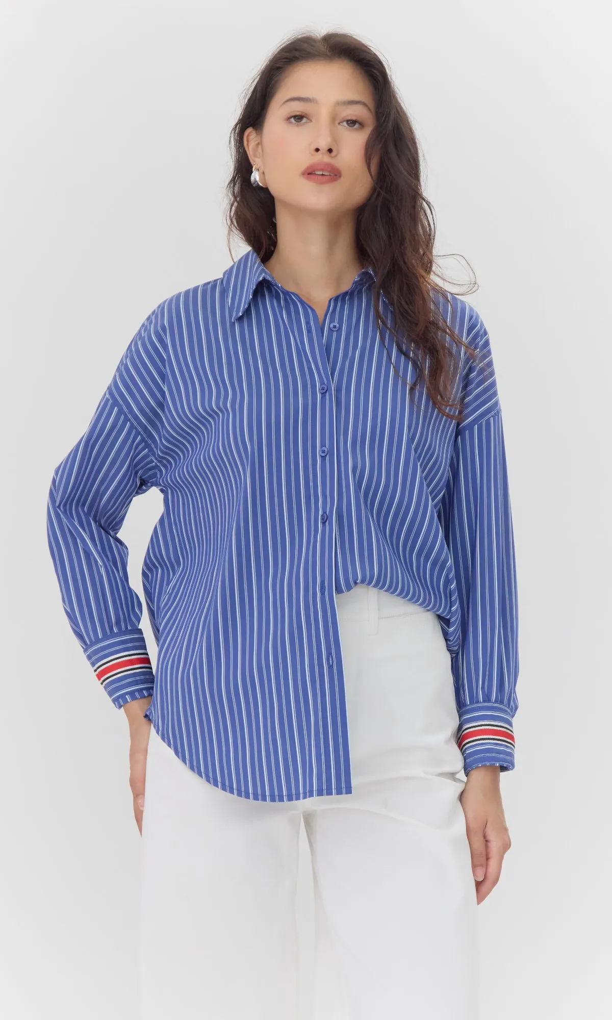 Hattie Poplin Oversized Stripe Shirt sold by Greylin product image thumbnail 3