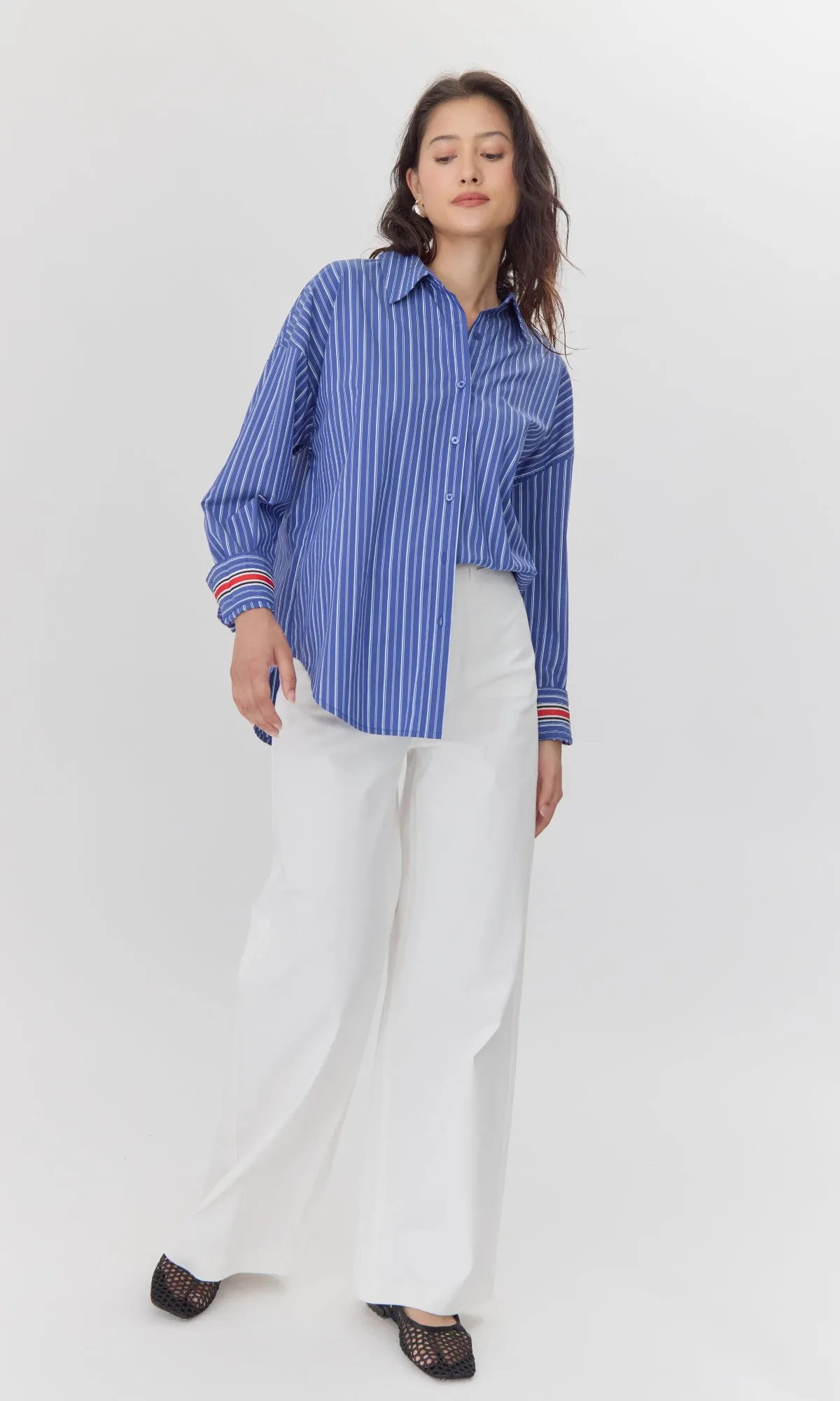 Hattie Poplin Oversized Stripe Shirt sold by Greylin product image thumbnail 4