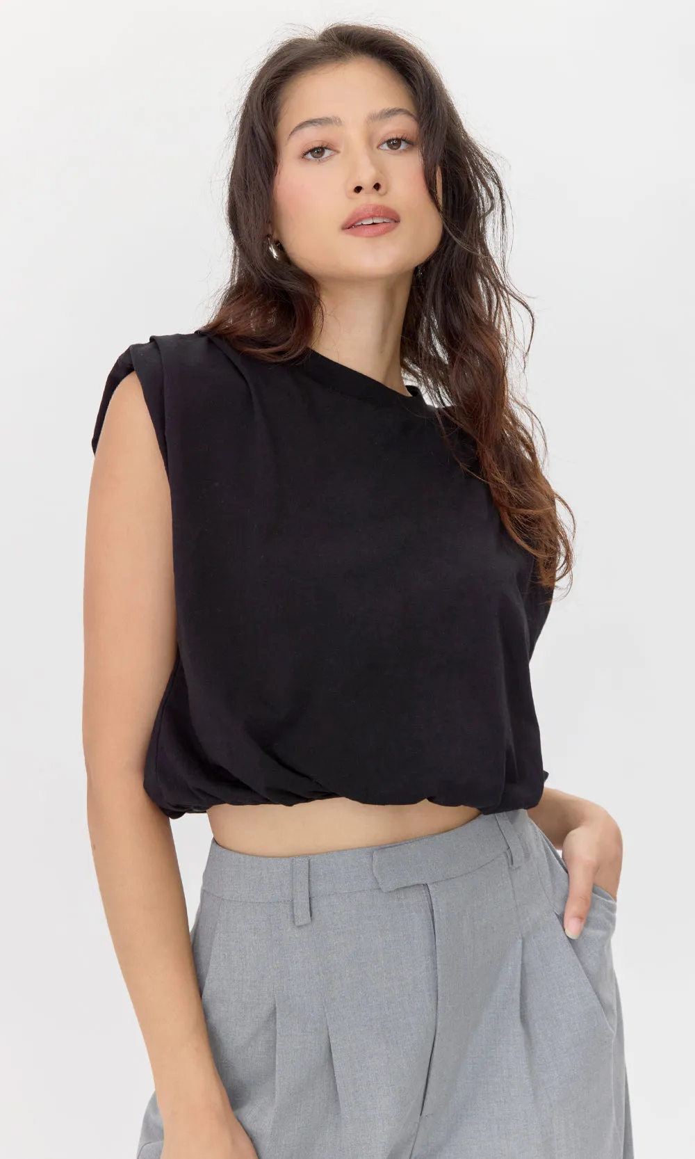 Alisa Padded Shoulder Jersey Bubble Top sold by Greylin product image thumbnail 3