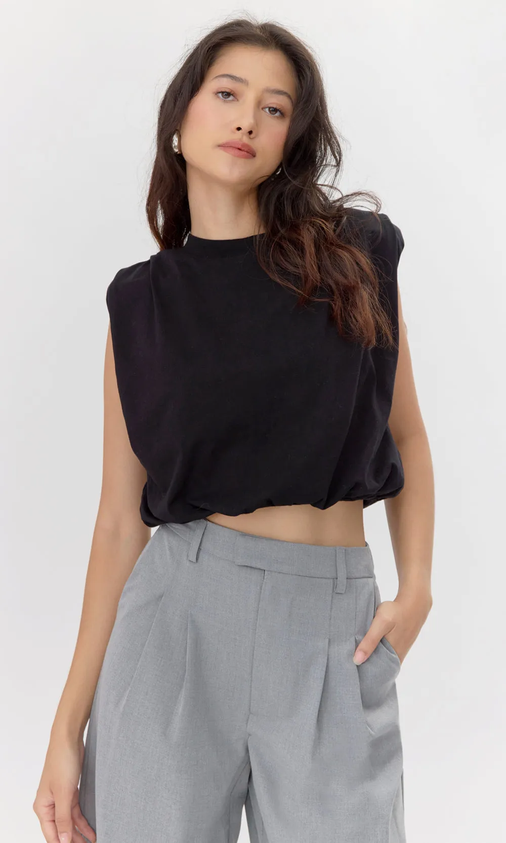 Alisa Padded Shoulder Jersey Bubble Top sold by Greylin product image thumbnail 4