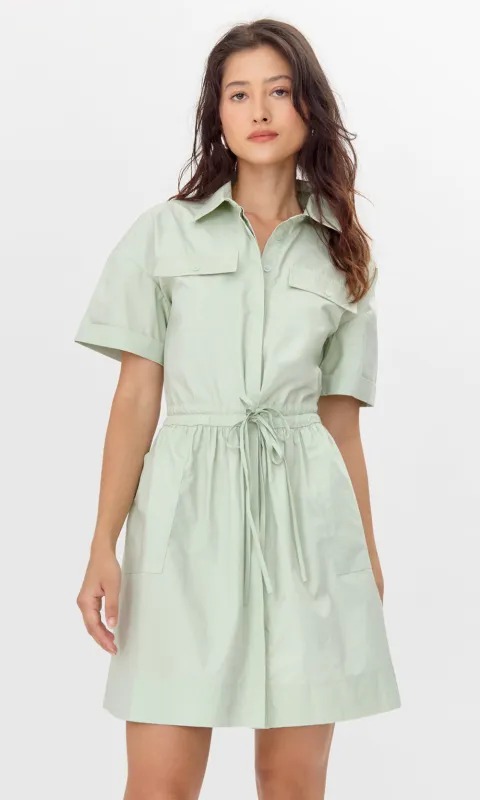 Rita Poplin Waist Tie Shirt Dress sold by Greylin