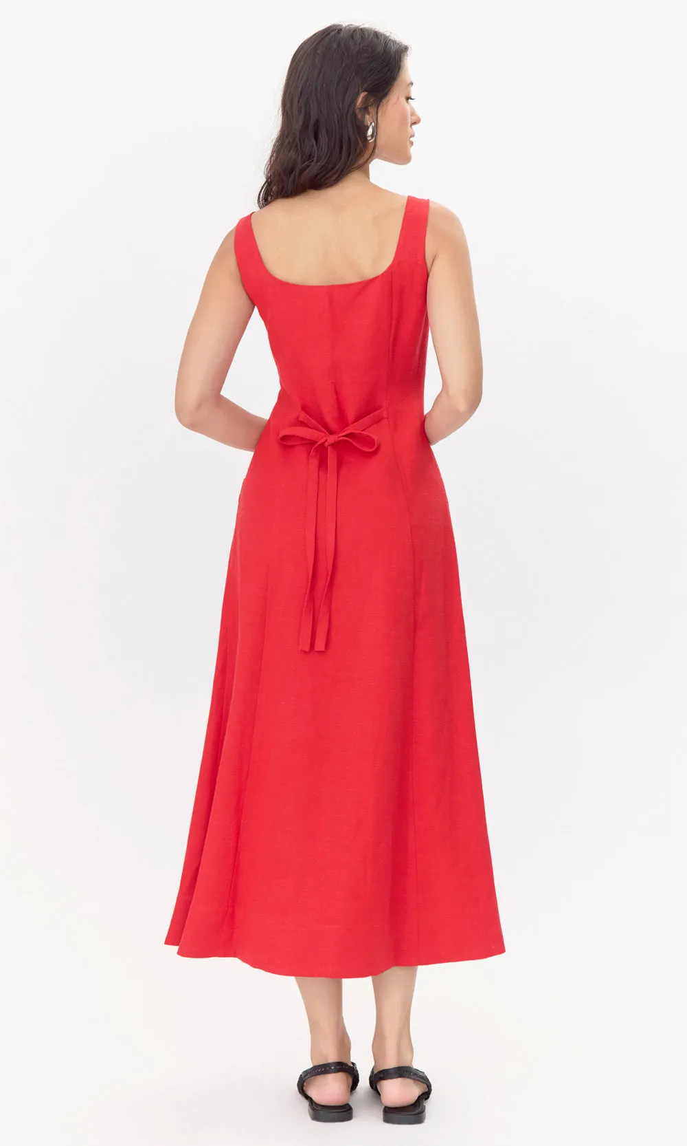 Marjorie Tie Linen Midi Dress sold by Greylin product image thumbnail 4