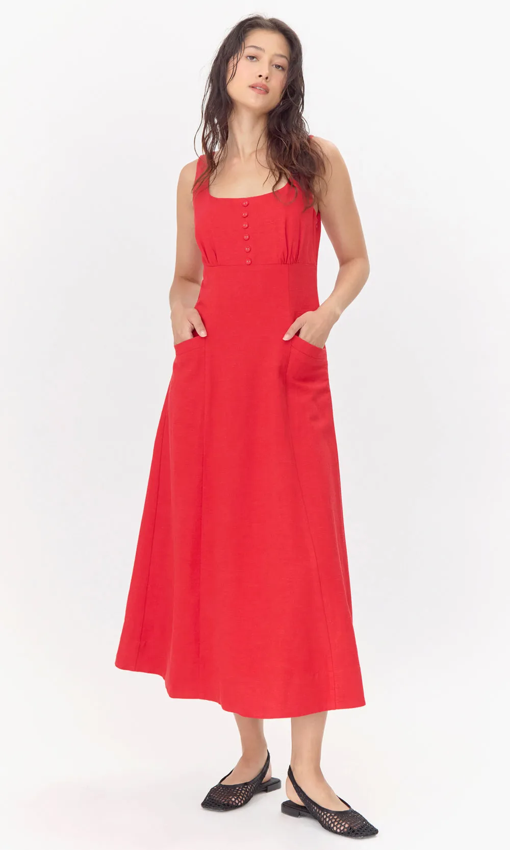 Marjorie Tie Linen Midi Dress sold by Greylin product image thumbnail 3