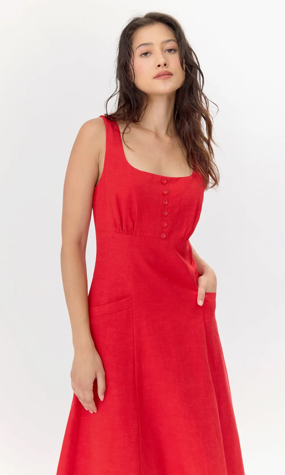 Marjorie Tie Linen Midi Dress sold by Greylin product image thumbnail 5