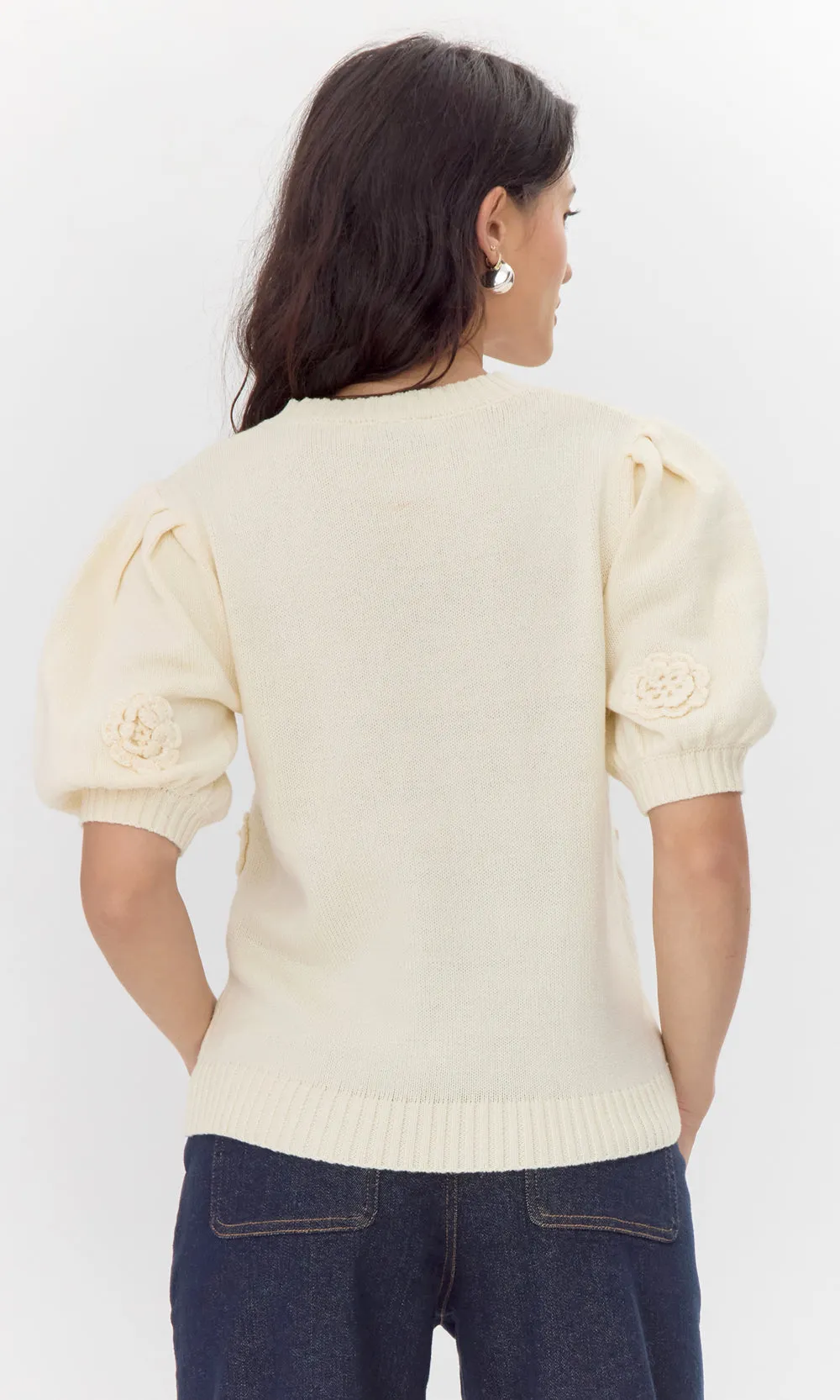 Bria Rosette Puff Sleeve Sweater sold by Greylin product image thumbnail 5