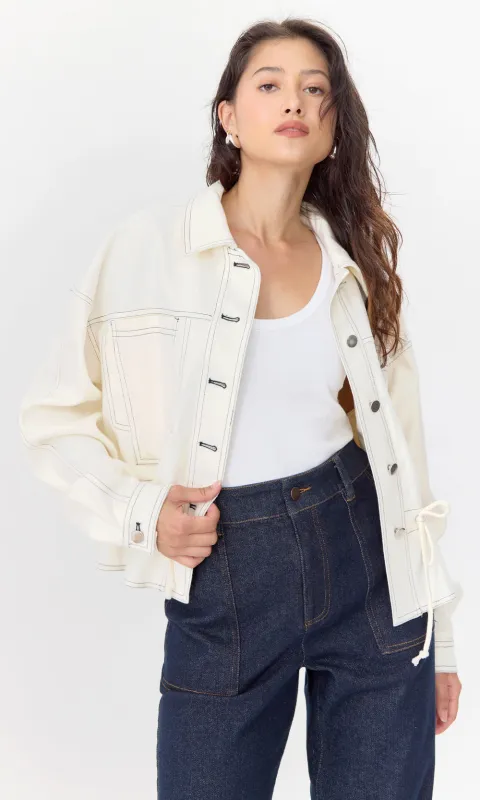 Quinn Waist Tie Stretch Twill Jacket sold by Greylin