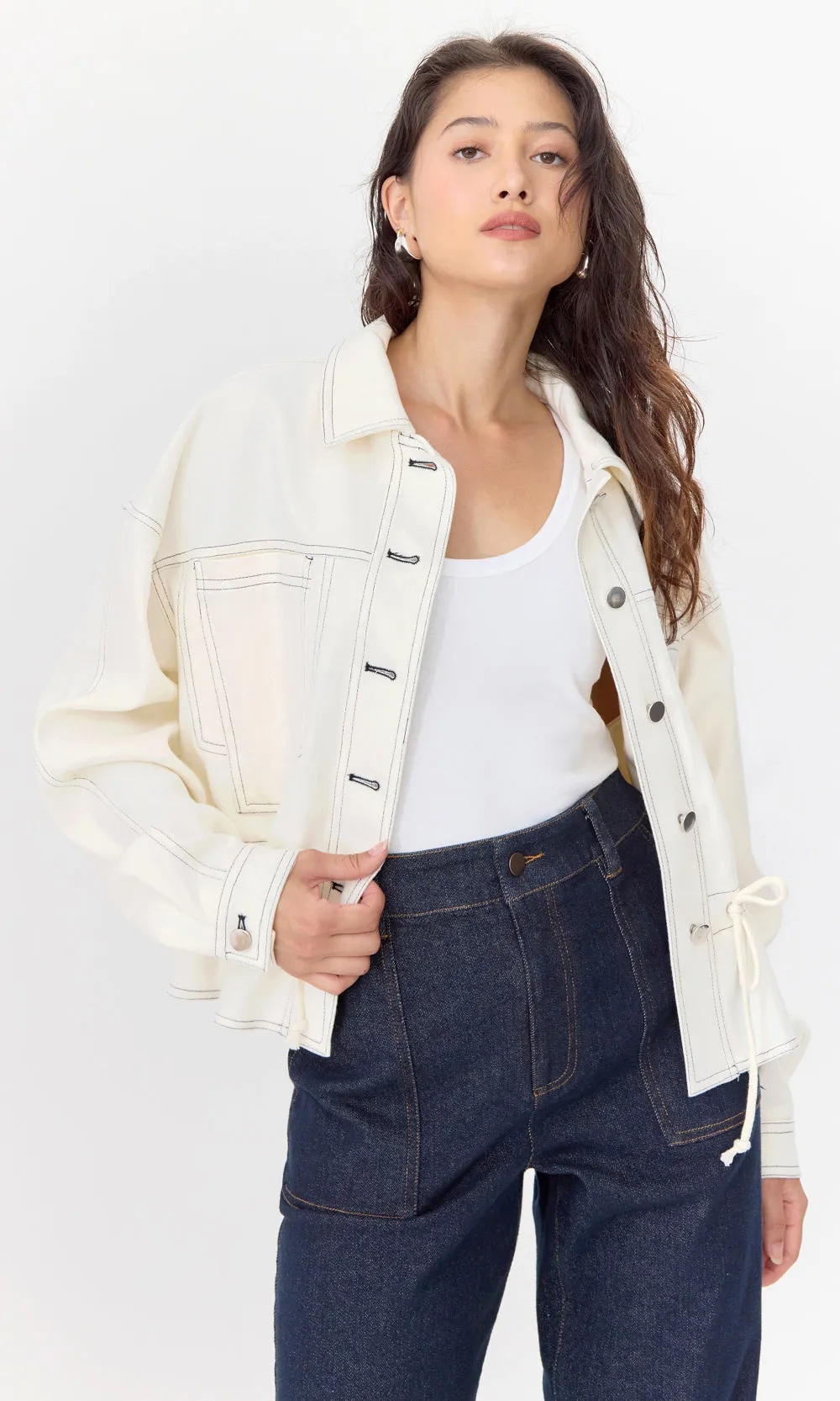 Quinn Waist Tie Stretch Twill Jacket sold by Greylin